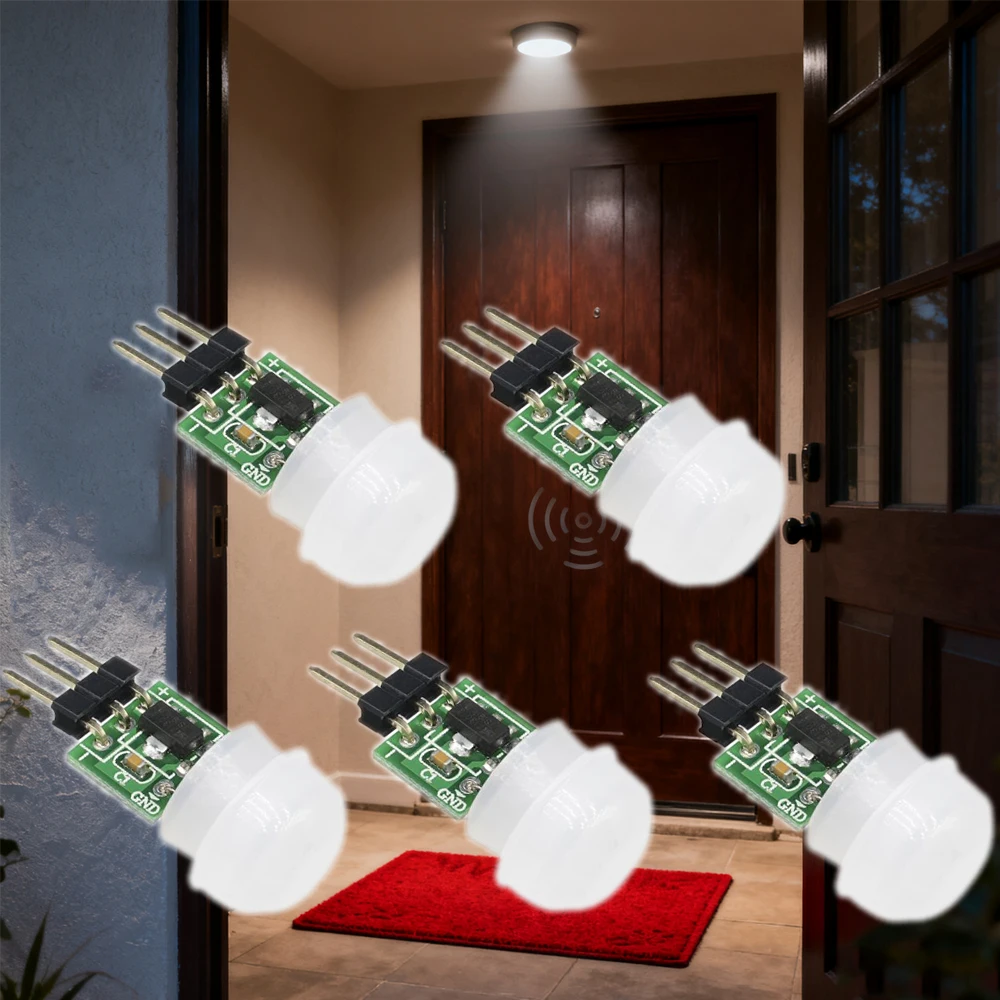 5 stks Mini IR Pyro-elektrische Infrarood PIR Motion Human Sensor Automatische Detector Module AM312 Sensor DC 2.7-12 V Hoge Gevoeligheid
