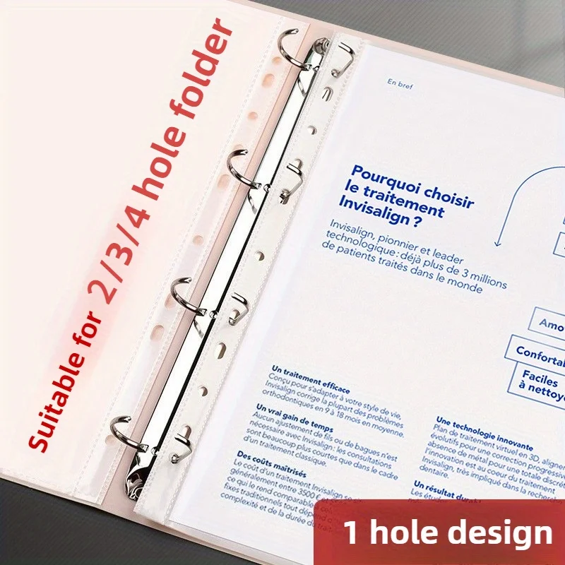 100pcs File Bag, 11.89 x 9.17 inches thick & 11-hole plastic page protection film, A4 protectiv