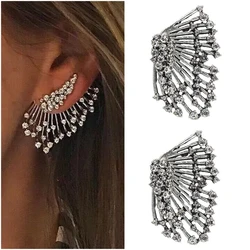 Statement Crystal Stud Earrings For Woman Punk Rock Boucle D'oreille Vintage Jewelry Dazzling Cubic Zirconia Brincos