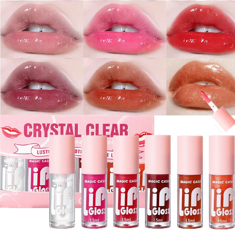 MAGIC CASA 6 sztuk/zestaw nawilżający galaretkowy olejek do ust długotrwały nawilżający gładki połyskujący nawilżający płyn do ust balsam pielęgnacyjny kosmetyk