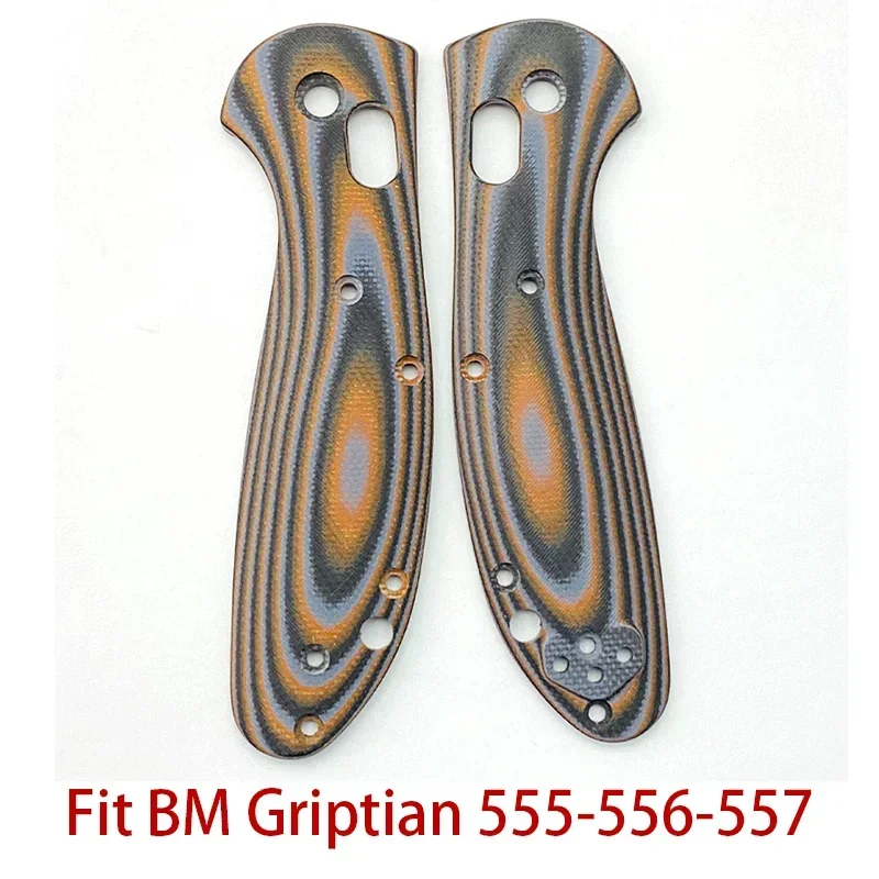 A Pair Folding Knife Accessories Custom G10 Shank Handle Grips For BM Mini Griptian 555-556-557 Knife With Support Shaft Screw