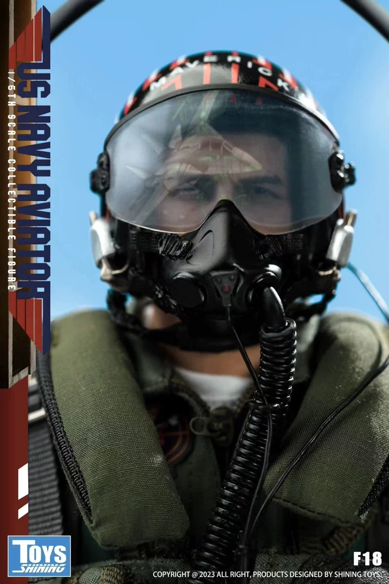 SHININIG TOYS Original 1/6 US Navy Pilot Cute Version Tom Cruise F18 Male Action Figure 12inch Full Set Male Soldier Model
