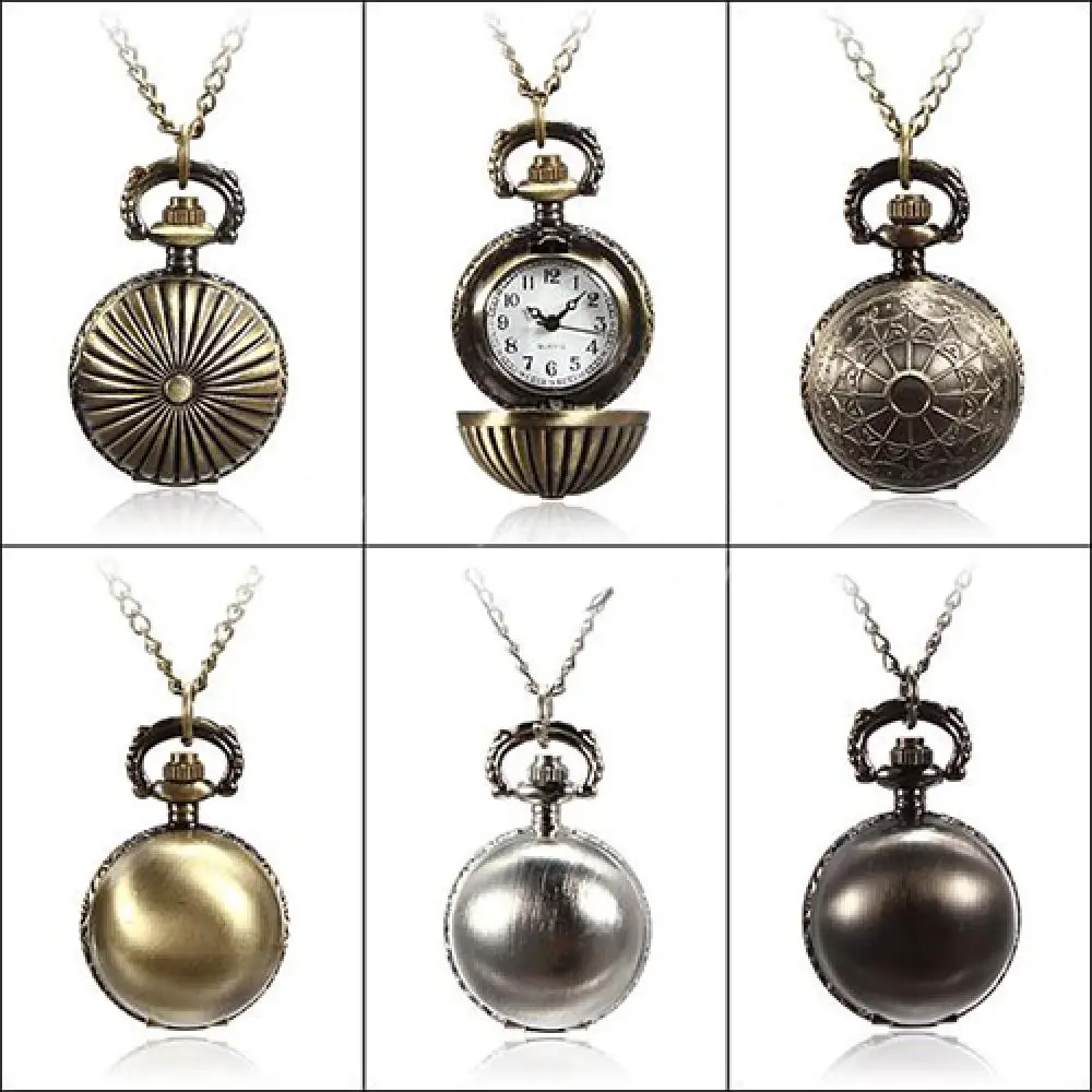 

Quartz Pocket Watches Retro Ball Metal Steampunk Quartz Necklace Pendant Chain Fob Watch Chain Gifts for Men Small Vintage Watch