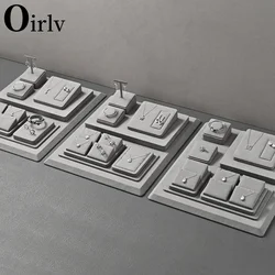 Oirlv Luxury Microfiber Jewelry Display Organizer Props Ring Pendant Necklace Holder Jewelry Rack Display Stand Sets Showcase