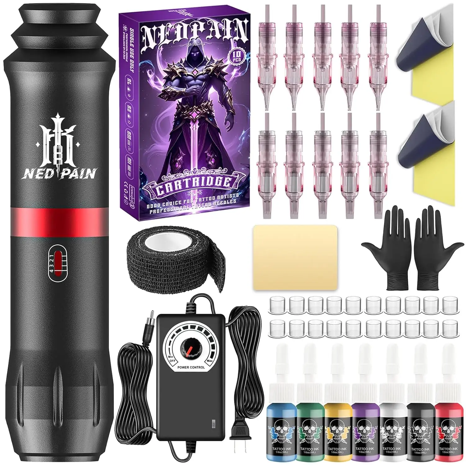 

Профессиональный набор для татуировок: машинка, иглы, чернила и тренировочная кожа для начинающих и профессионалов