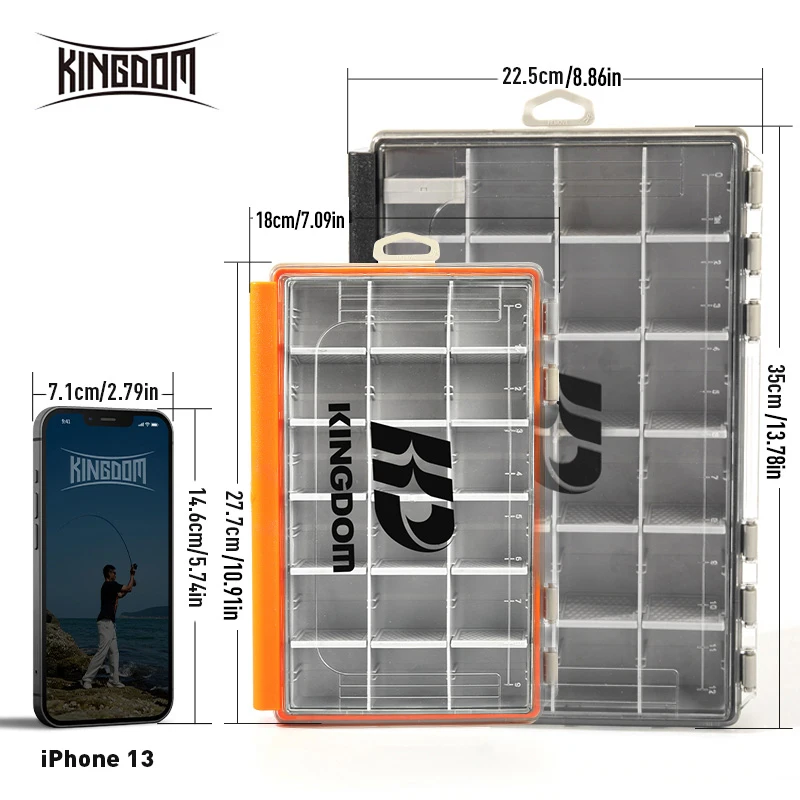 킹덤 3700 3600 낚시 도구 상자 대형 방수 루어 정리함 탈착식 칸막이 포함 하드 베이트 및 도구용