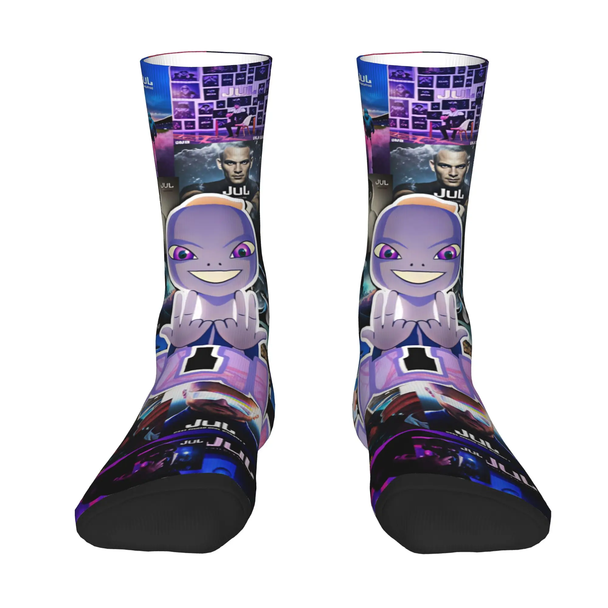 Rapper J-JuL French Popular Singer Men Women Crew Socks Unisex Funny 3D Printing  Dress Socks