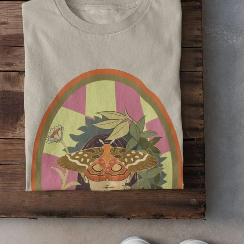 Surreal Moth T Shirt Grunge Clothing Dark Academia Witchy Mall Goth Skater Weird Surf Unique Streetwear