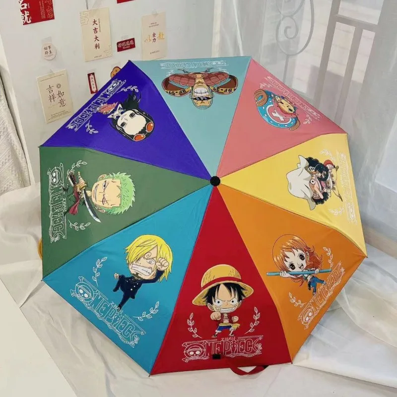 

One Piece anime Luffy Zoro Qiaoba Nami fully automatic rain or shine umbrella kawaii student sunshade anti-UV folding umbrella