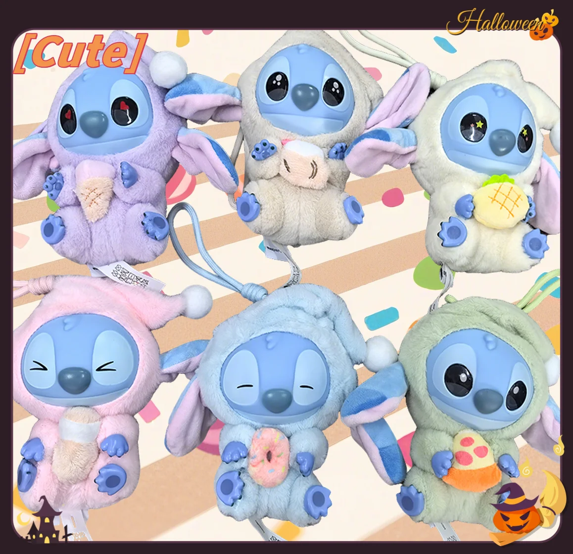 2025, nieuwe Stitch-serie pluche pop - schattig eet slaap vinyl blinde doos hanger mysterie speelgoed voor Halloween cadeau