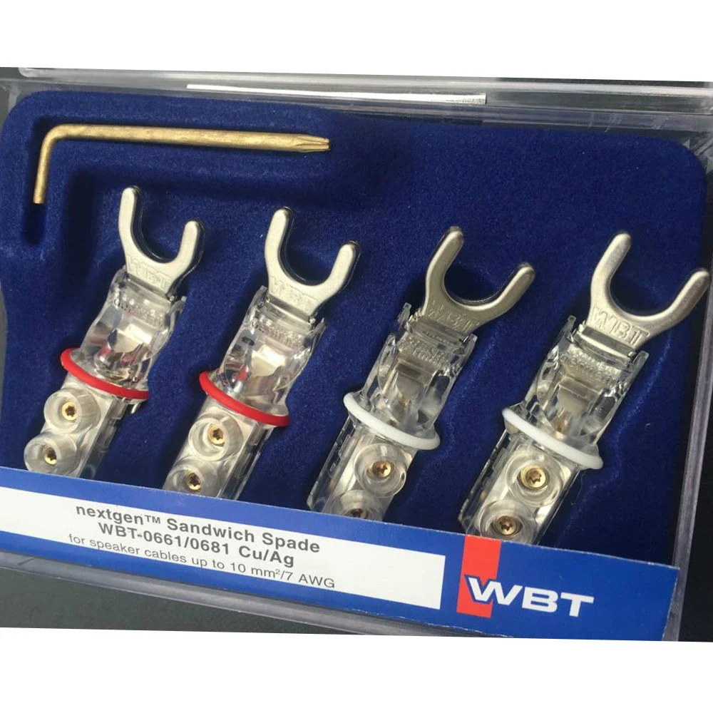 

High Performance WBT-0681 AG Silver Y Spade Plug Free Welding Speaker Y Fork Audio Adapter Connectors