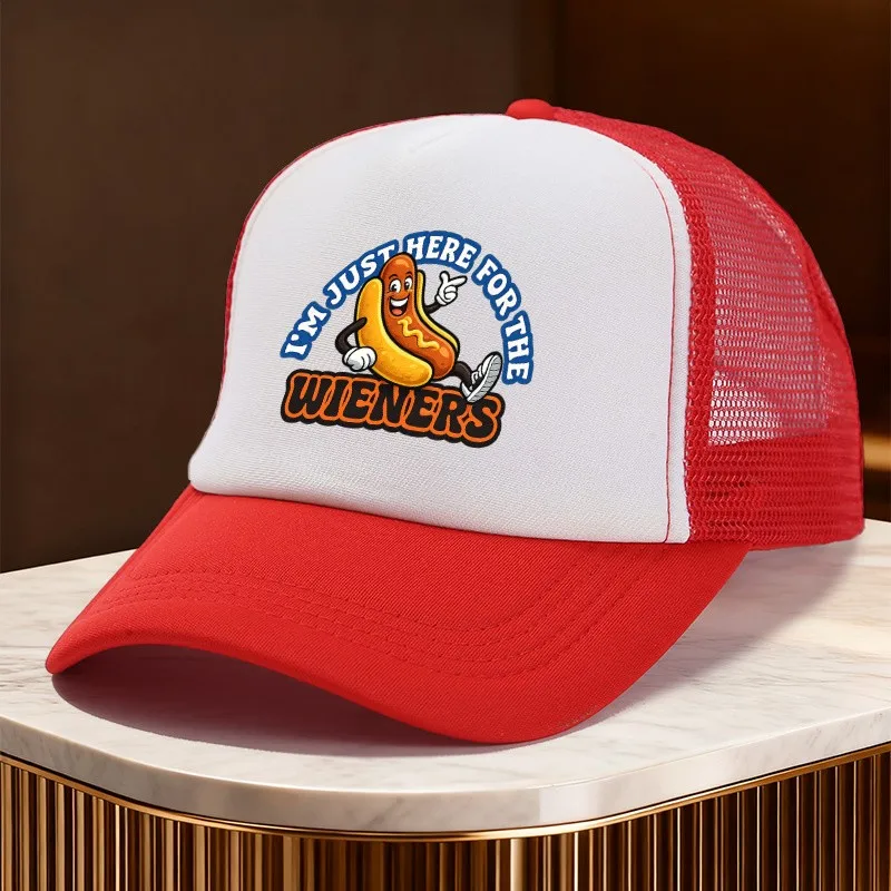 Funny Hot Dog Slogan Trucker Hat Breathable Mesh Baseball Cap Unisex Adjustable Snapback