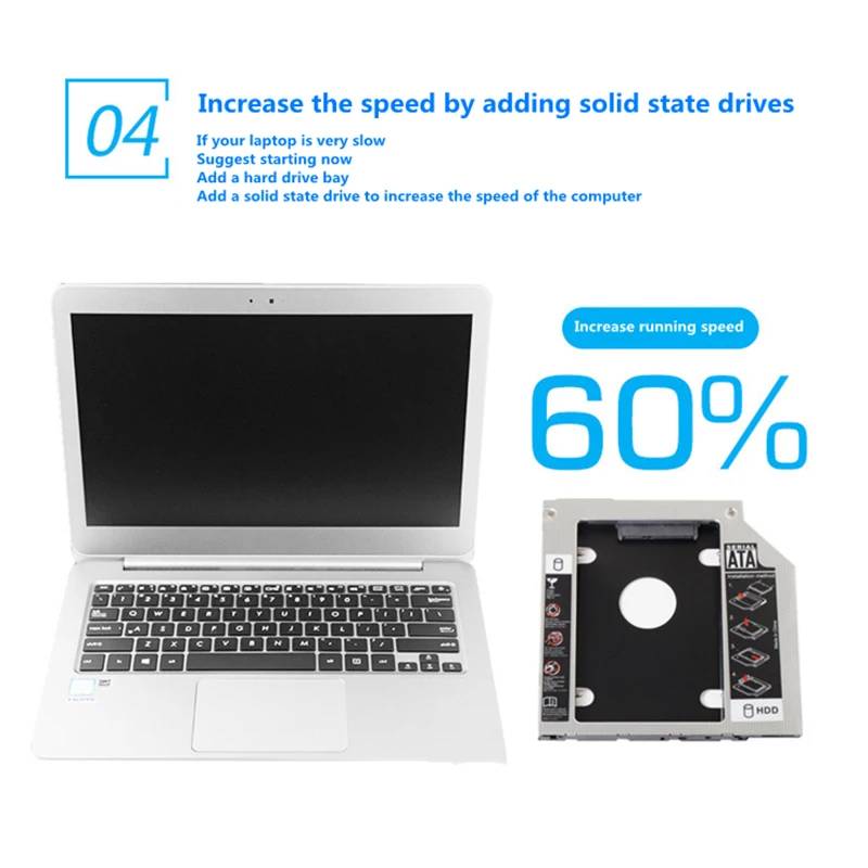 SK 9mm 9.5mm 12.7mm Aluminum Hdd Caddy SATA 3.0 for 2.5\'\' SSD Case Hard Disk Drive Adapter for Laptop PC
