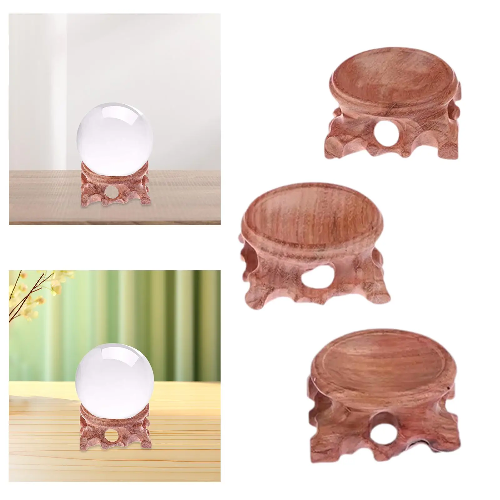 Wooden Display Stand Orb Holder,Collectibles Ornament,Decorative,Sphere Globe Stone Holder Egg Base for Stone Sphere Decor