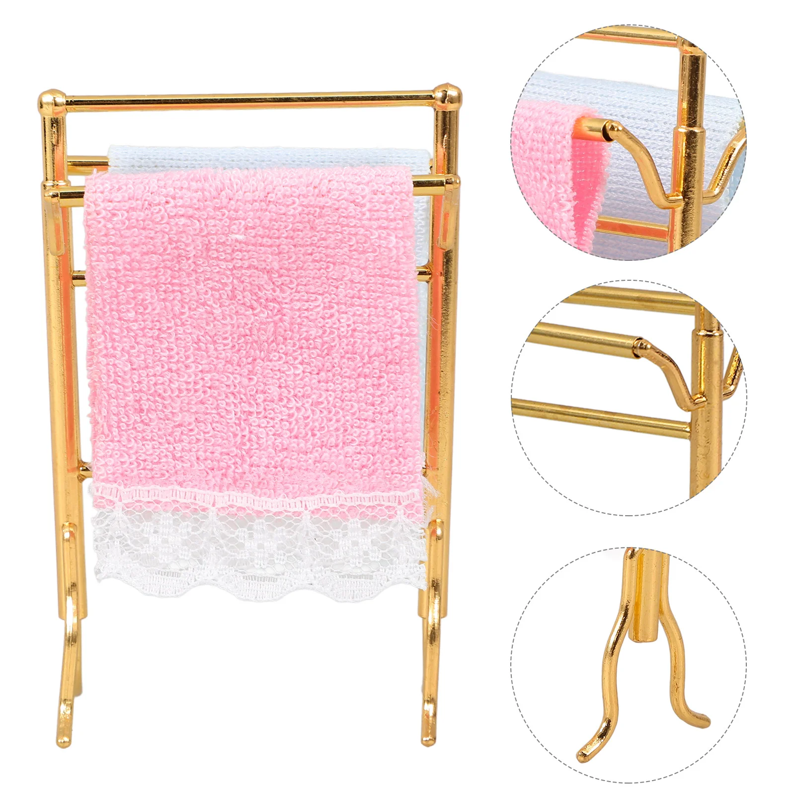 Miniature Food and Play Towel Shelf Model Dollhouse Rack for Metal Decoration Beach Toys Organizer