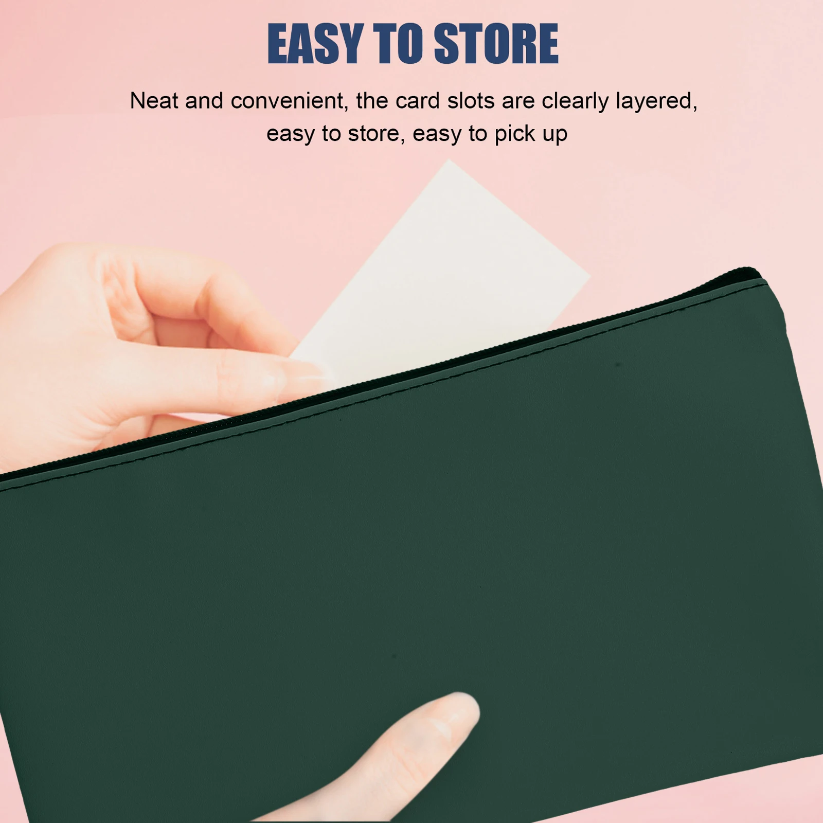 

2Pcs Receipt Holder PU Money Bag Organizer Cash Pouch Zippered Practical Lottery Ticket Holders