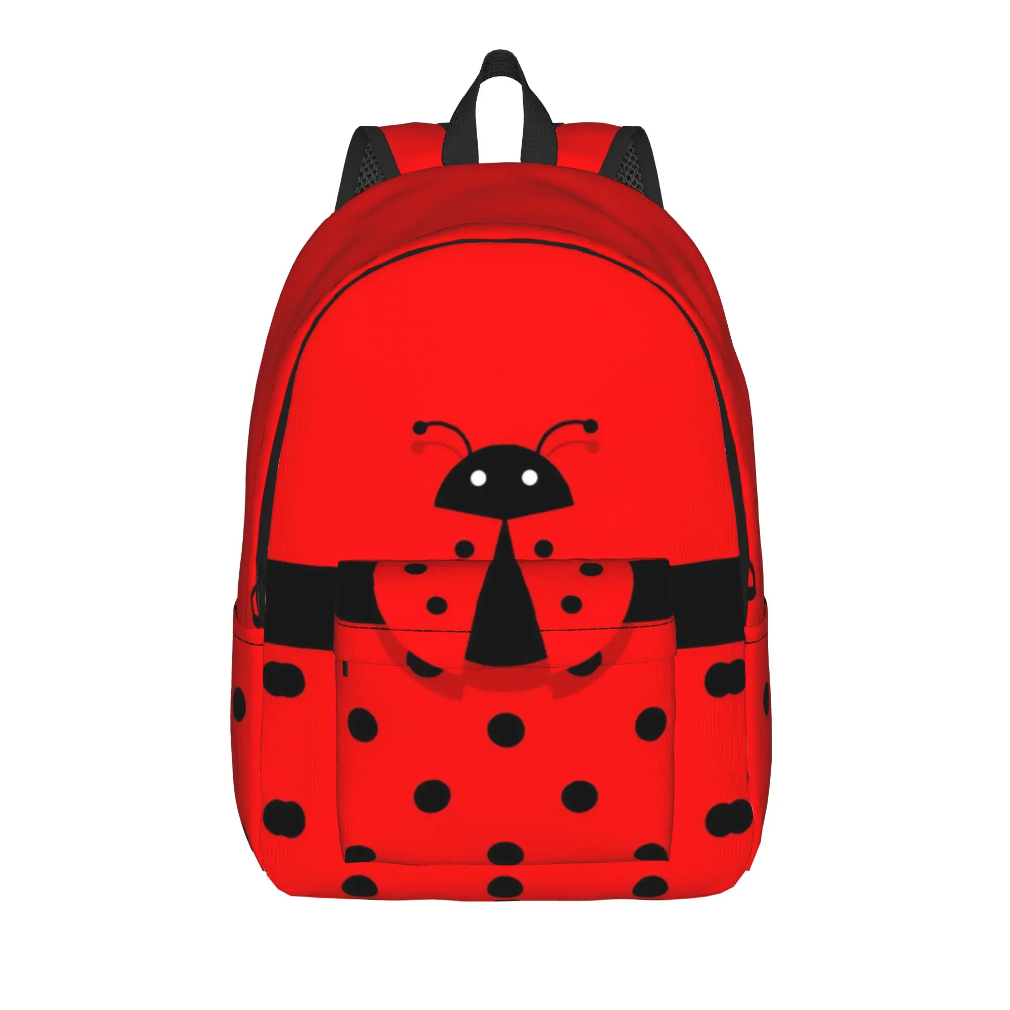 Ladybugs And Flowers Backpack  Aesthetic Backpacks Student Unisex Travel Pattern High School Bags Designer Rucksack