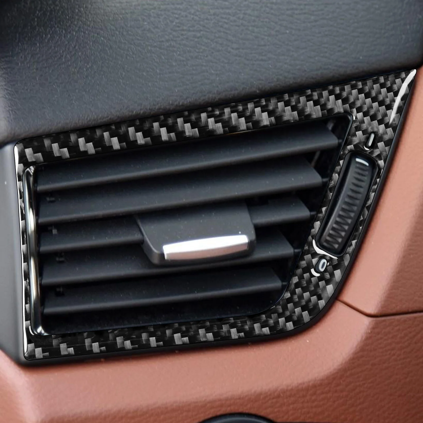 Real Carbon Fiber Car Accessories Dashboard Air Vent Decorative Interior Trim Cover Soft Sticker For BMW X1 E84 2013 2014 2015