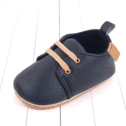 Chaussures de marche en cuir souple pour bébés, baskets antidérapantes, décontractées, avec nœud, pour nouveaux-nés, garçons et filles