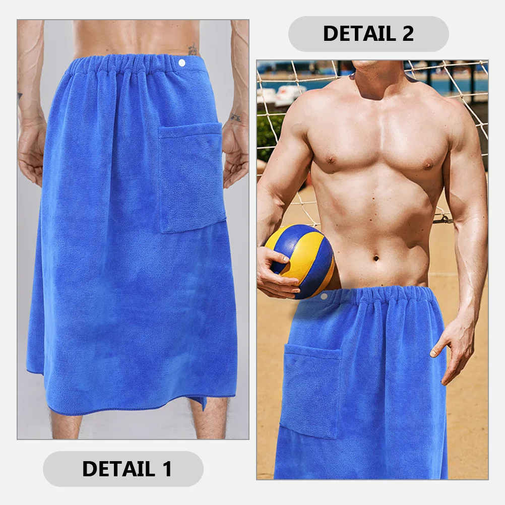 

Men Body Towel Wrap Coral Fleece Lightweight Absorbent Bathrobe Quick Dry Travel Beach Spa Towel Wrap for Boys Stylish Color