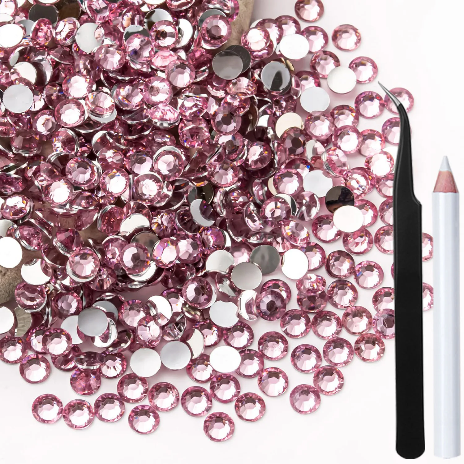5000PCS/10000PCS Lt Pink Silvery Flatback Resin Rhinestones 2mm-6mm Faux Gems Bead for Crafts DIY Nail Art Charms Supplies Stone