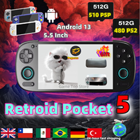 Retroid Pocket 5 Handheld Game Console Video Player Retro Android 13 RP5 5.5 Inch OLED Touch Screen Wifi Bluetooth PSP PS2 Gift