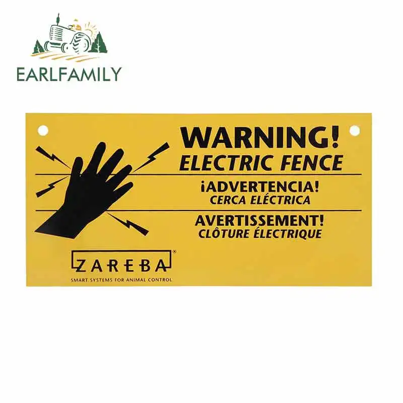 

EARLFAMILY 13 см x 6,6 см для Zareba Электрический забор предупреждающий знак индивидуальные автомобильные наклейки с защитой от царапин