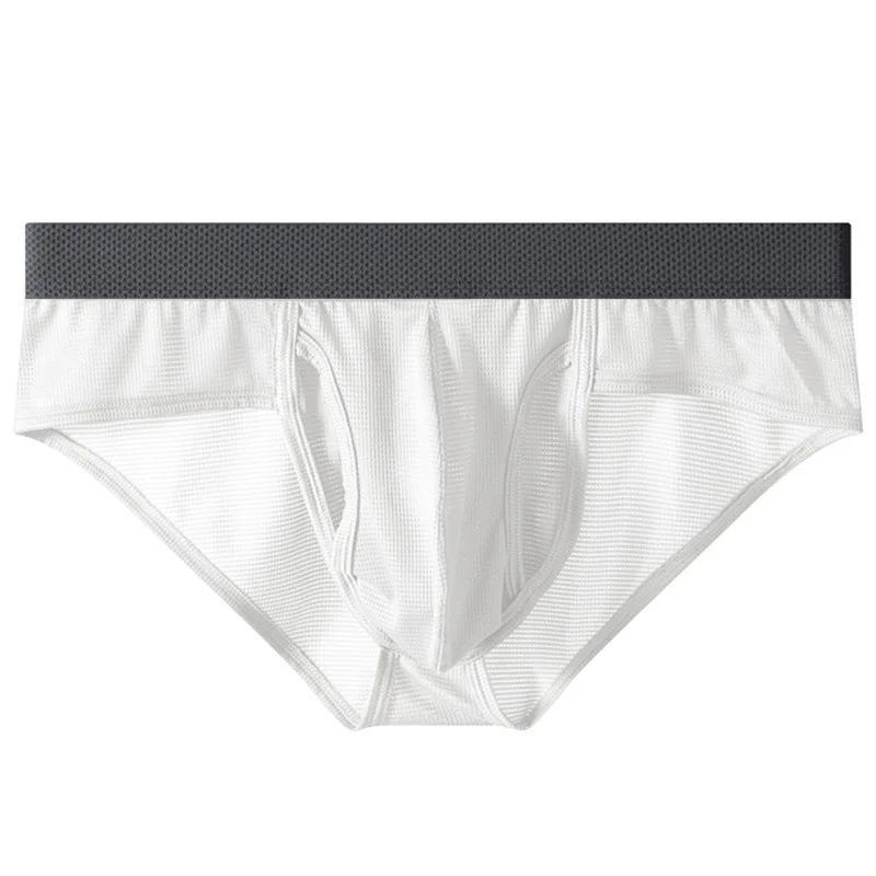 

Men's Underwear Ice Silk Ultra-Thin Boxers Summer Mesh Breathable Panties Side Open Pouch Separation Underpants Bikini Trunks