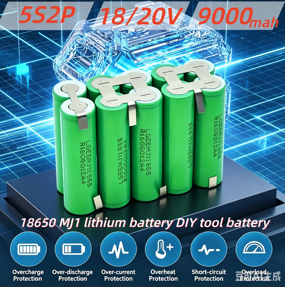 Pacco batterie 18650 MJ1, 9000 mAh, scarica 20A, 5S, 18V/21,6V, batteria per cacciavite, batteria 18650