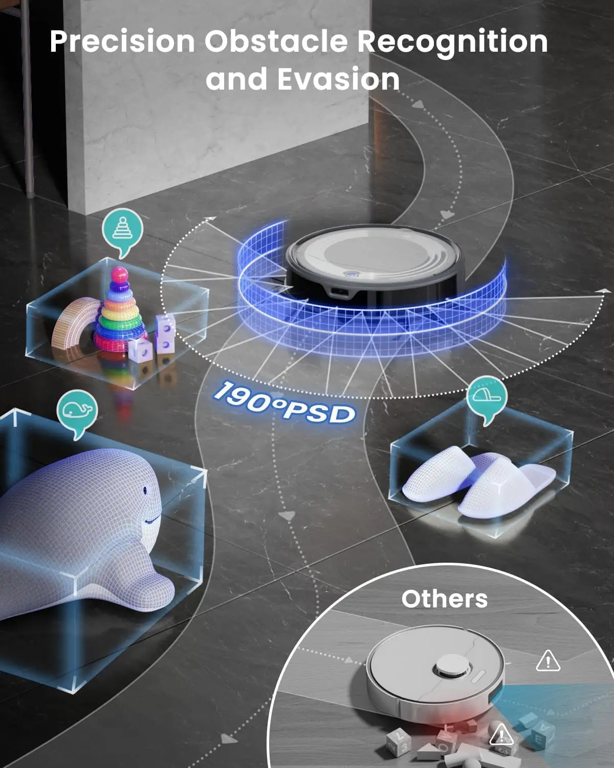 Ultra-Slim Robot Vacuum and Mop with 6000Pa Suction, ToF LiDAR Navigation, 170min Runtime, for Pet Hair and Home view 5