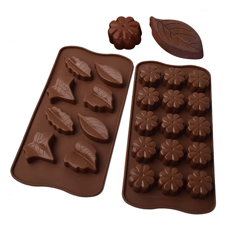 8/15 Cavity Leaf Shape Chocolate Silicone Fondant Mold For Cake Decorating Cookie Baking Tool