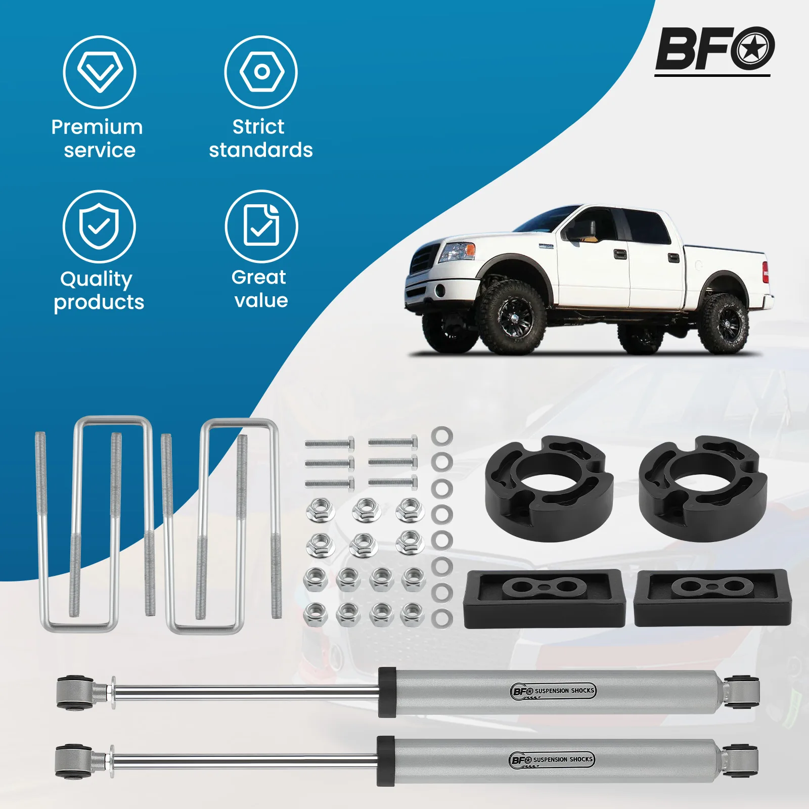 2.5in Lift Kit W/ Shock + Strut Extensions For Ford F150 2WD 4WD 2004-2008