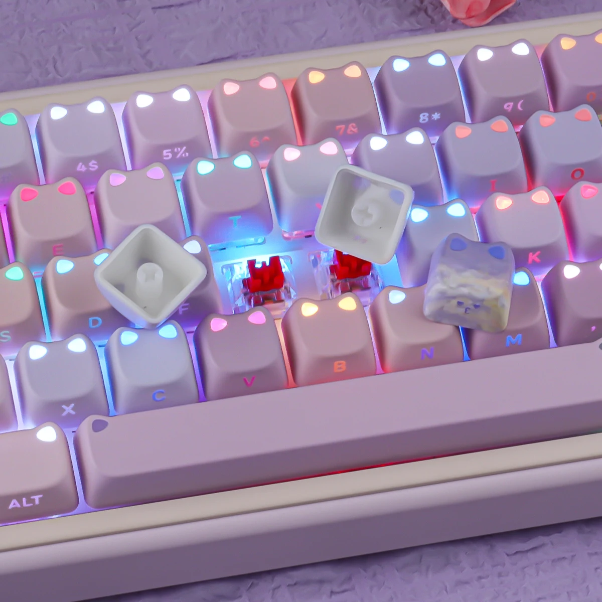 Klawisze z podświetleniem Water Lilies Side Backlight, 113 klawiszy, materiał PBT, profil MAO, klawisze DYE-SUB do przełączników MX, klawiatura mechaniczna Wooting — zdjęcie produktu 6