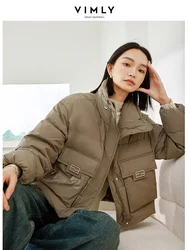 Vimly Duck Down Cropped Puffer Jacket Women's Winter Short Down Coats 2023 Lightweight Stand Collar Thick Warm Outerwear 50701