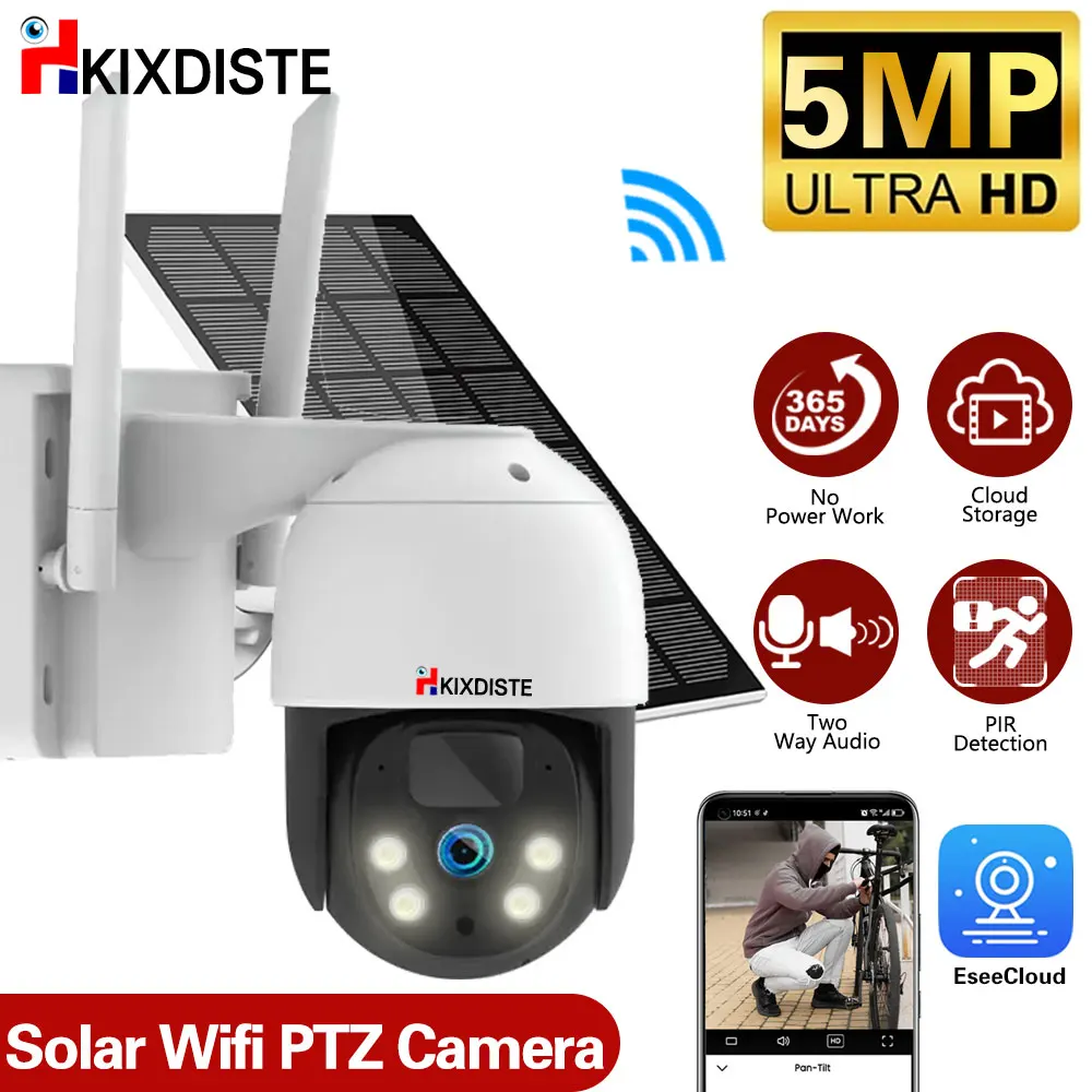 

4MP/2K Wireless Rechargeable Battery Solar Outdoor Pan Tilt Safety Camera Bidirectional Audio IP66 Rainproof Monitoring Camera