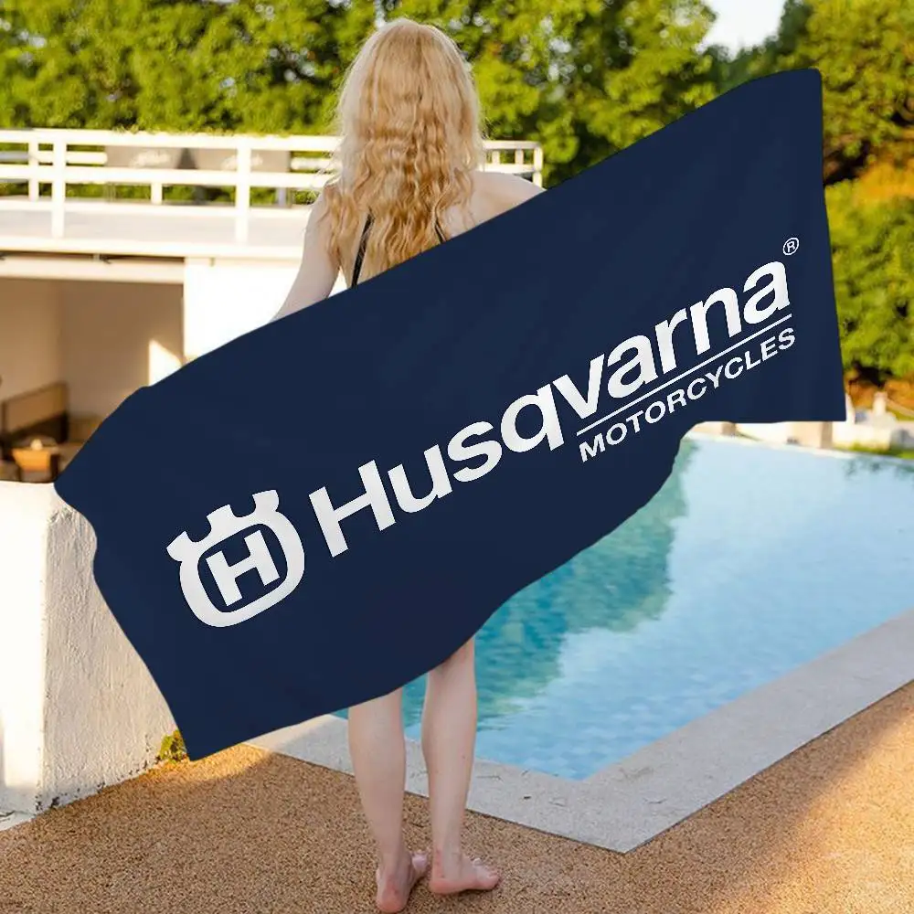H-Husqvarnas Logo Microfiber Beach Towel Absorbent Quick dry Soft Yoga Swimming Resort Mountain Climbing Towel view 2