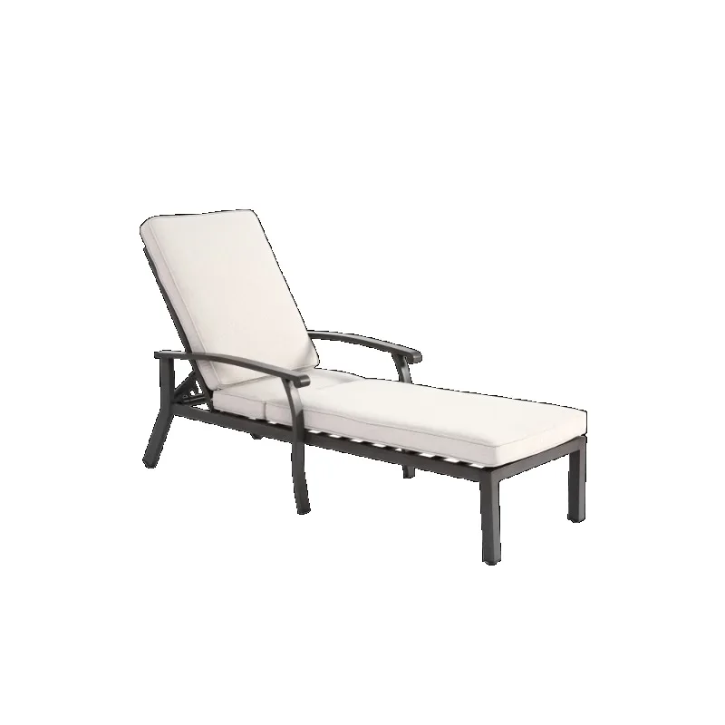 

Белый уличный шезлонг с подушкой, металлический каркас, регулируемый откидной стул для патио для сада, балкона біля бассейна