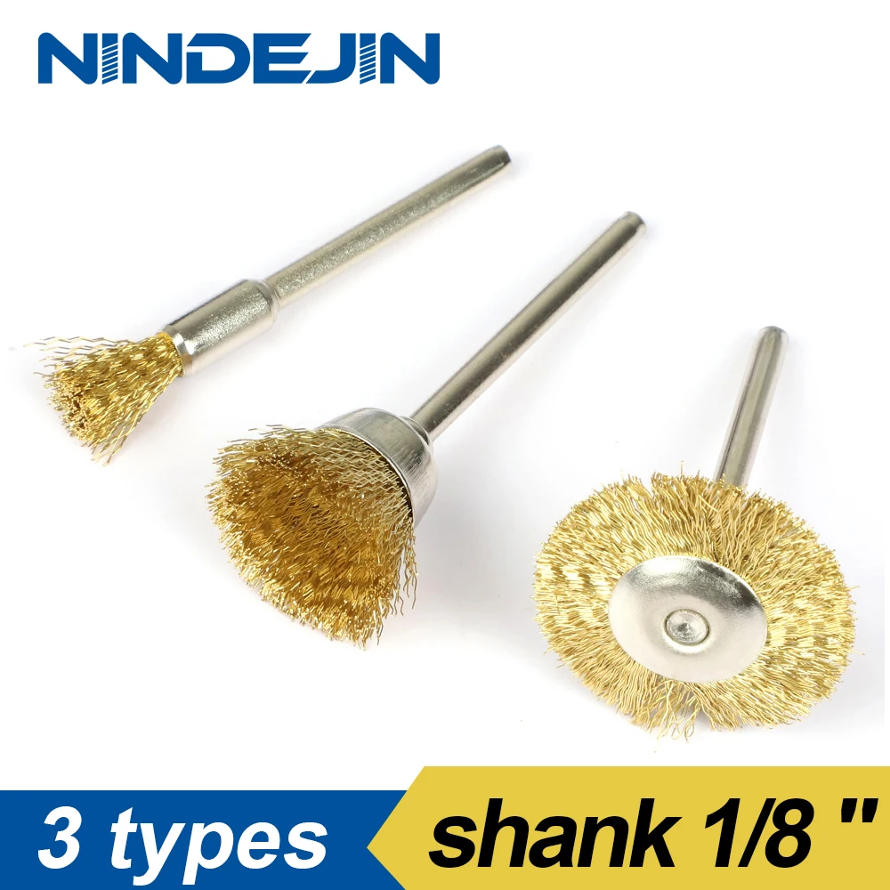 

NINDEJIN 3/10pcs Brass Wire Brush Polishing Wheels for Dremel Rotary Tools Cleaning Deburring