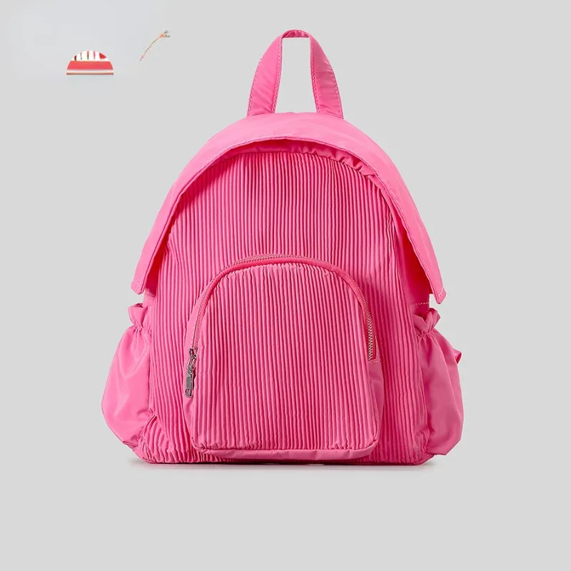 

Korean Fashion Popular Backpacks for Wome New Chic Folds Designed School Bag Canvas All Match Candy Color Rucksack 2024