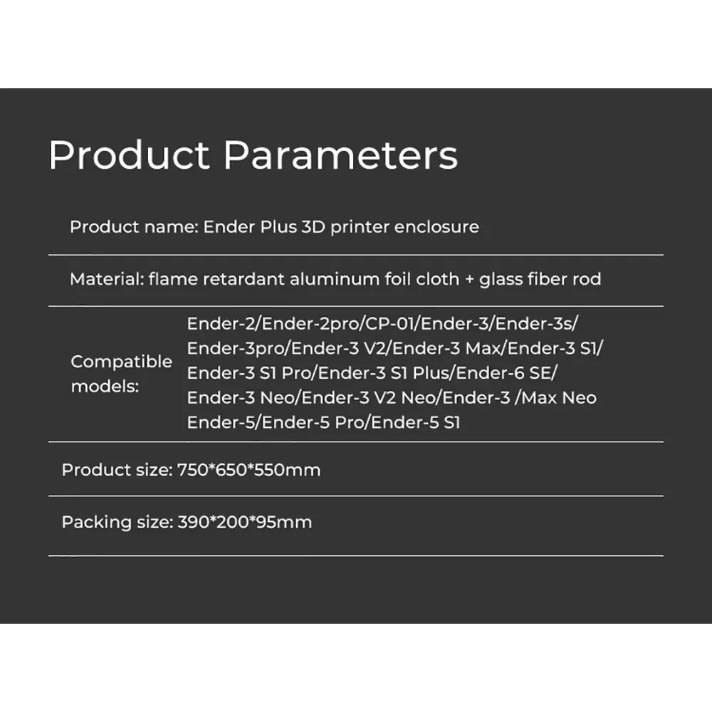 CREALITY Ender Plus 3D Printer Enclosure 750x650x550mm Fire Retardant With Exhaust Fan Interface 3D Printer Accessories view 4
