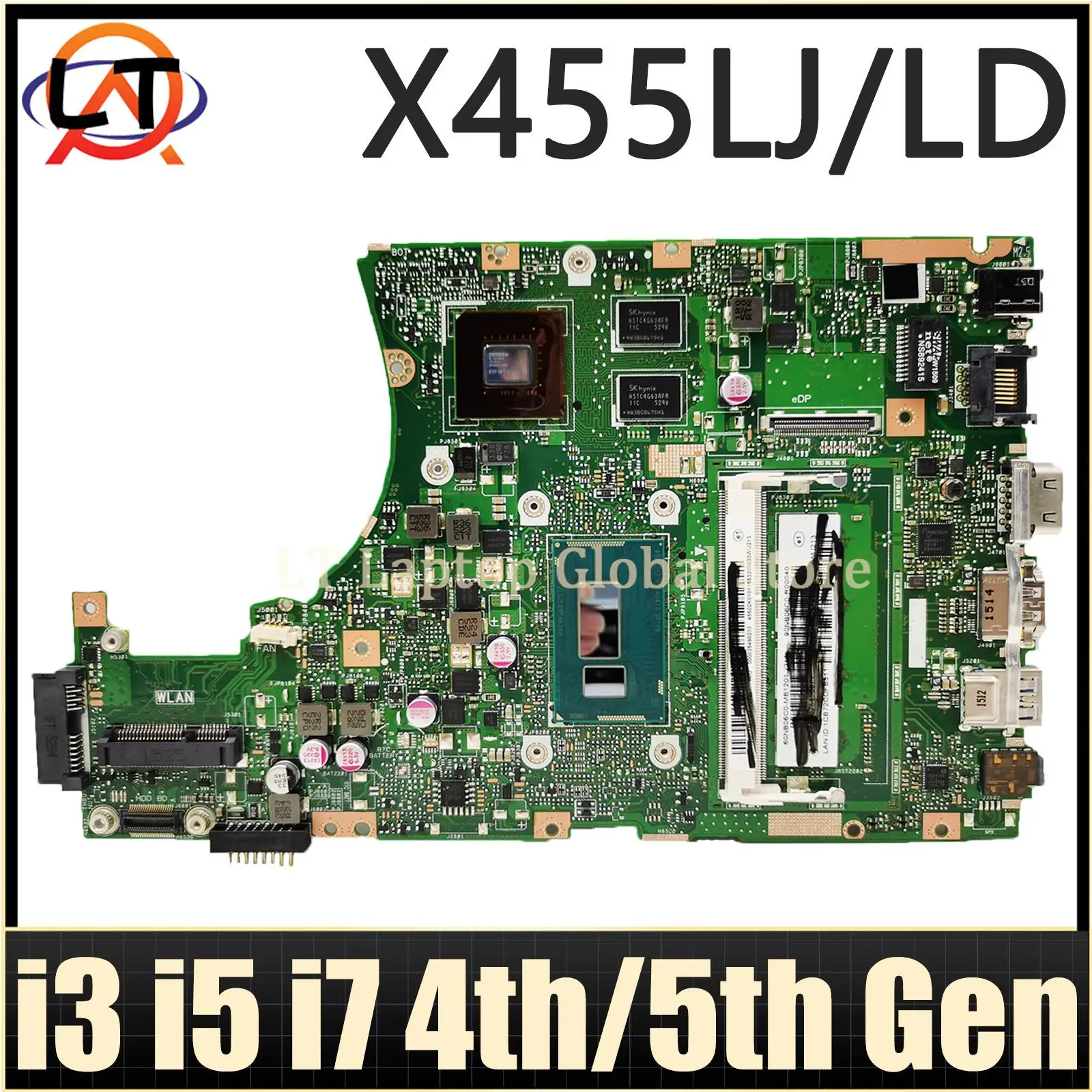 

LT Laptop X455LJ motherboard For ASUS X455LF X455L X455LD A455L F454L X455LA Mainboard I3 I5 I7 4th 5th Gen CPU PM/UMA RAM-4GB