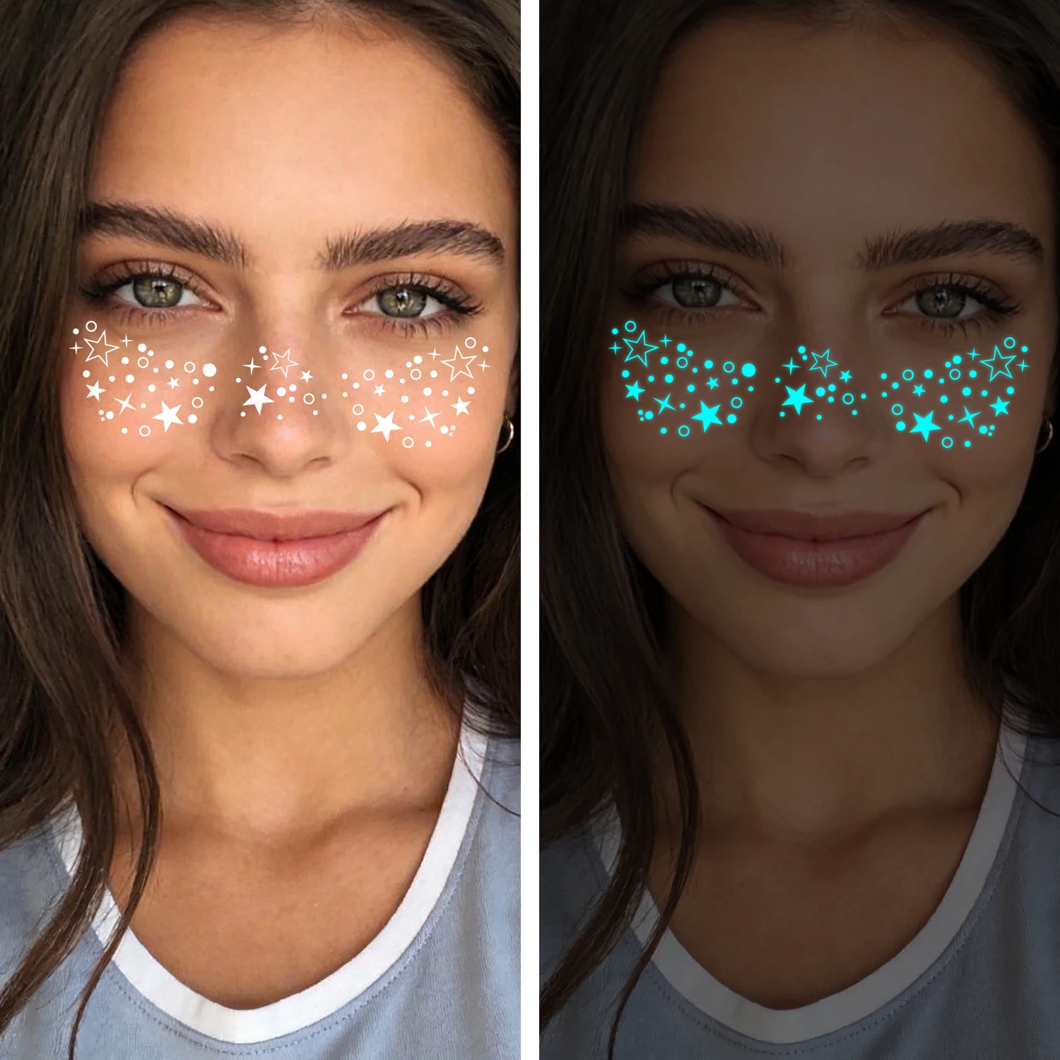 10 Sheets Glow Freckle Temporary Tattoos -Friendly Fake Freckles Stickers, Luminous Waterproof Body Art for Cheeks Nose, Perfect