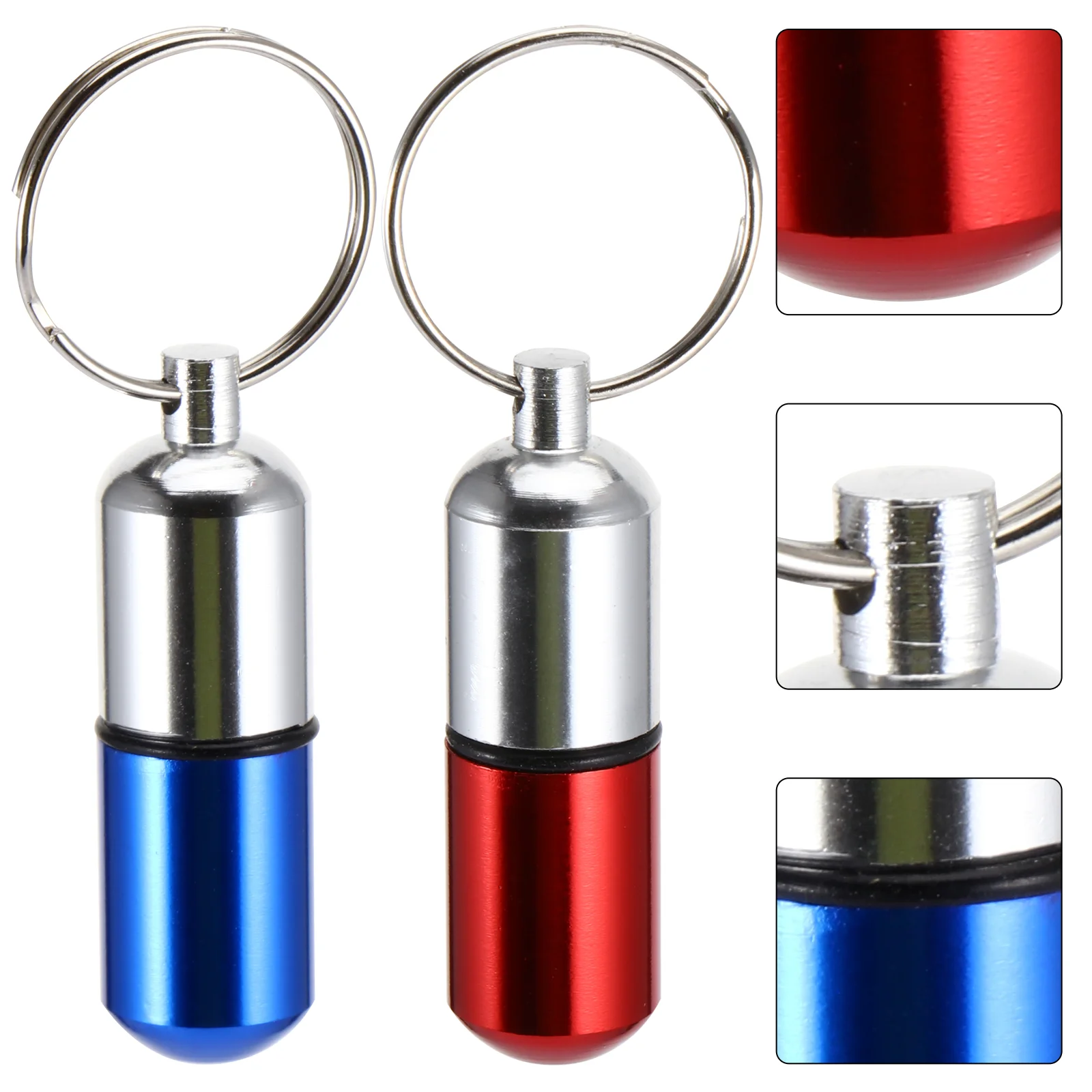 

2 Pcs Key Holder Medicine Bottle Pill Chain Fob Waterproof Outdoor Container Travel