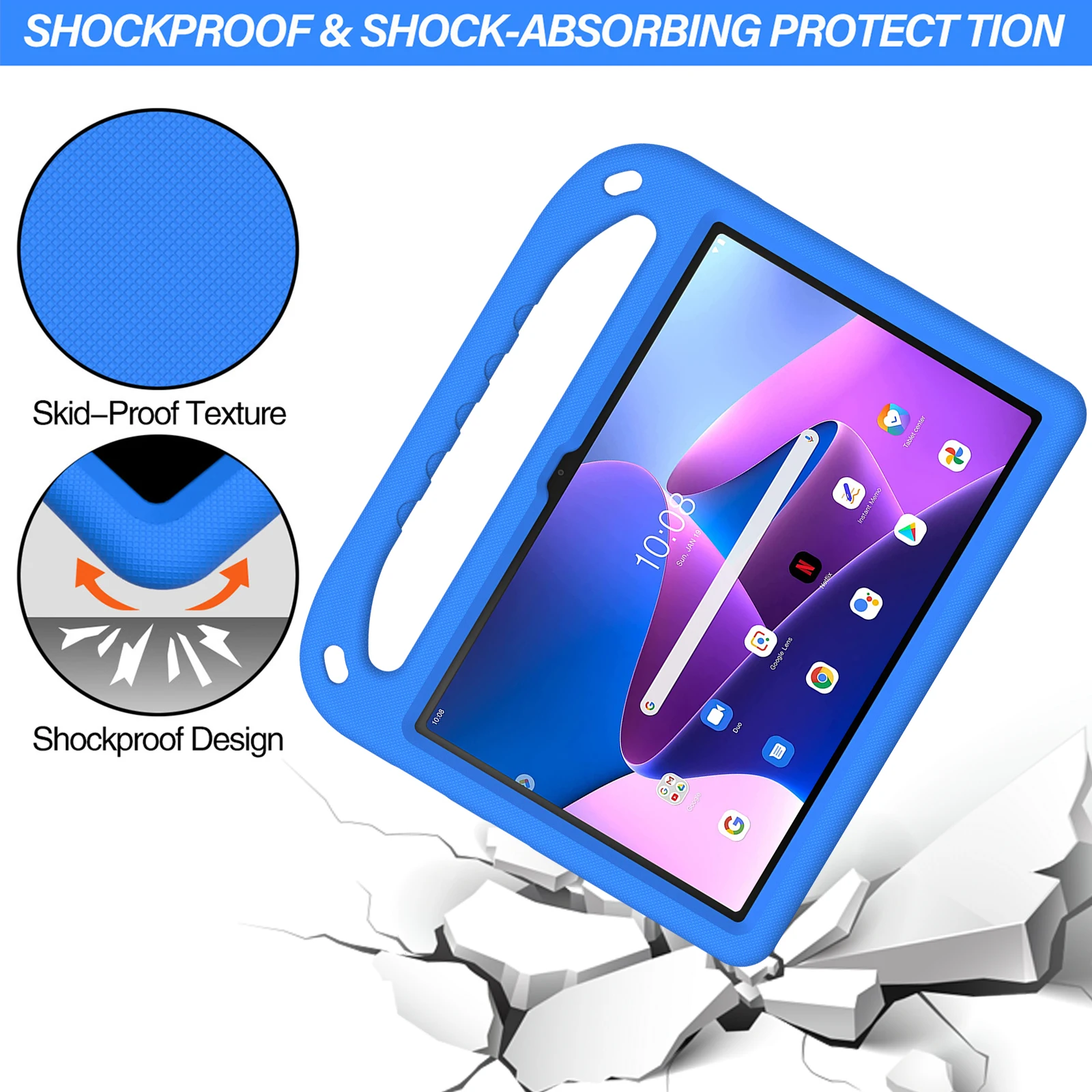 Fundas para tabletas Funda de silicona resistente con soporte resistente para Lenovo Tab M8 M9 M10 FHD P10 K10 M10 PLUS M10 HD P11 P12 Pro