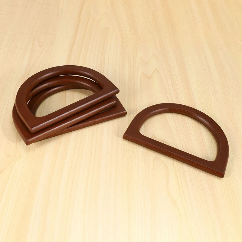 20PCS D-Shaped Wooden Purse Handles, Wood Replacement Handles For DIY Bag Purse Handbags Totes Clutch Making (Brown)