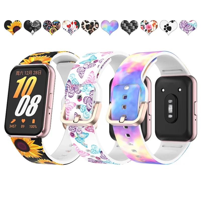 Printed Strap for SAMSUNG Watch FIT 3 Sunflower/rose/Rainbow Silicone Printed Strap for Samsungi Watch Fit3 Watchband