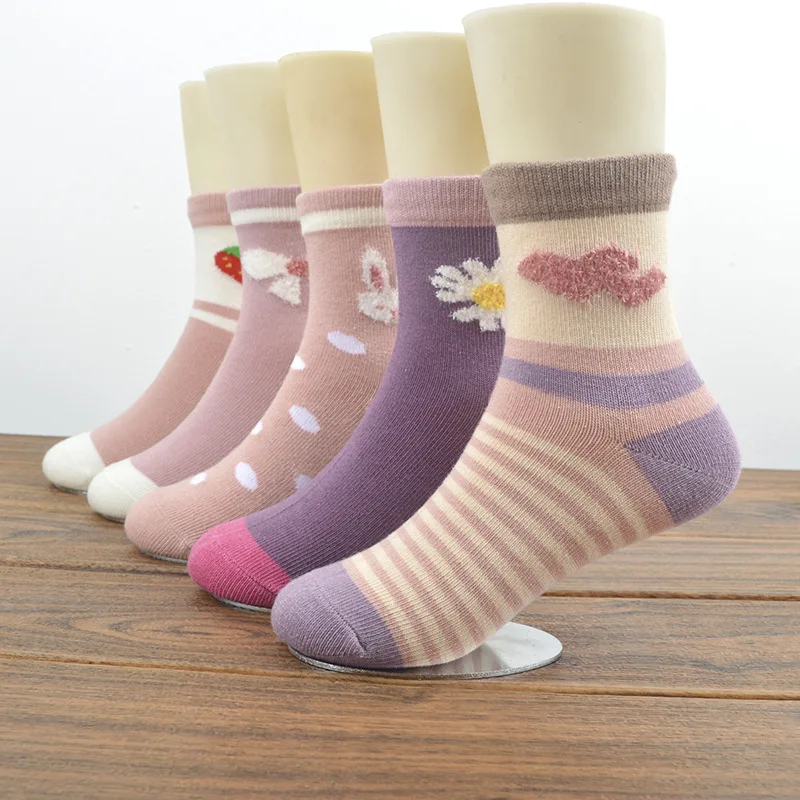 

5Pairs/lot Kids Boys Girl Socks Cotton Thicken Winter Velvet Cartoon Baby 2022 Cute Breathable Warm Floor Anti-skid Sock