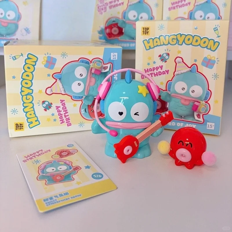 Sanrio Sirena Henton Ugly Fish Happy Birthday Series Scatola cieca periferica Ornamenti giocattolo alla moda Regali carini dei cartoni animati