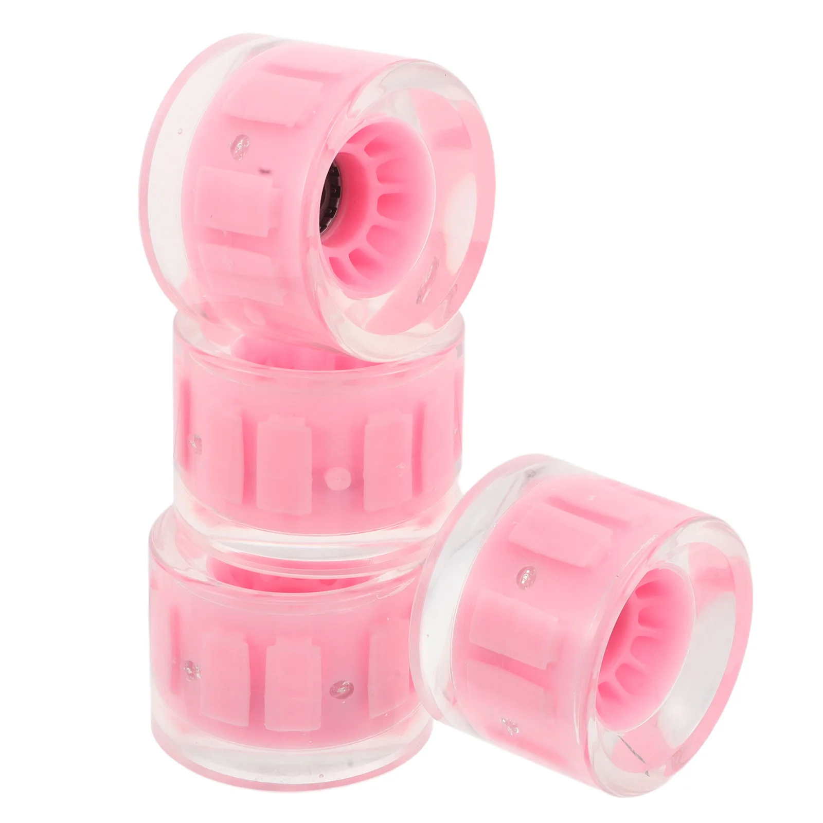 4 قطع من عجلات Longboard الوردية المضيئة من البولي يوريثان، عجلات لوح التزلج البديلة، مجموعة عجلات ركوب الشارع المستقرة والناعمة