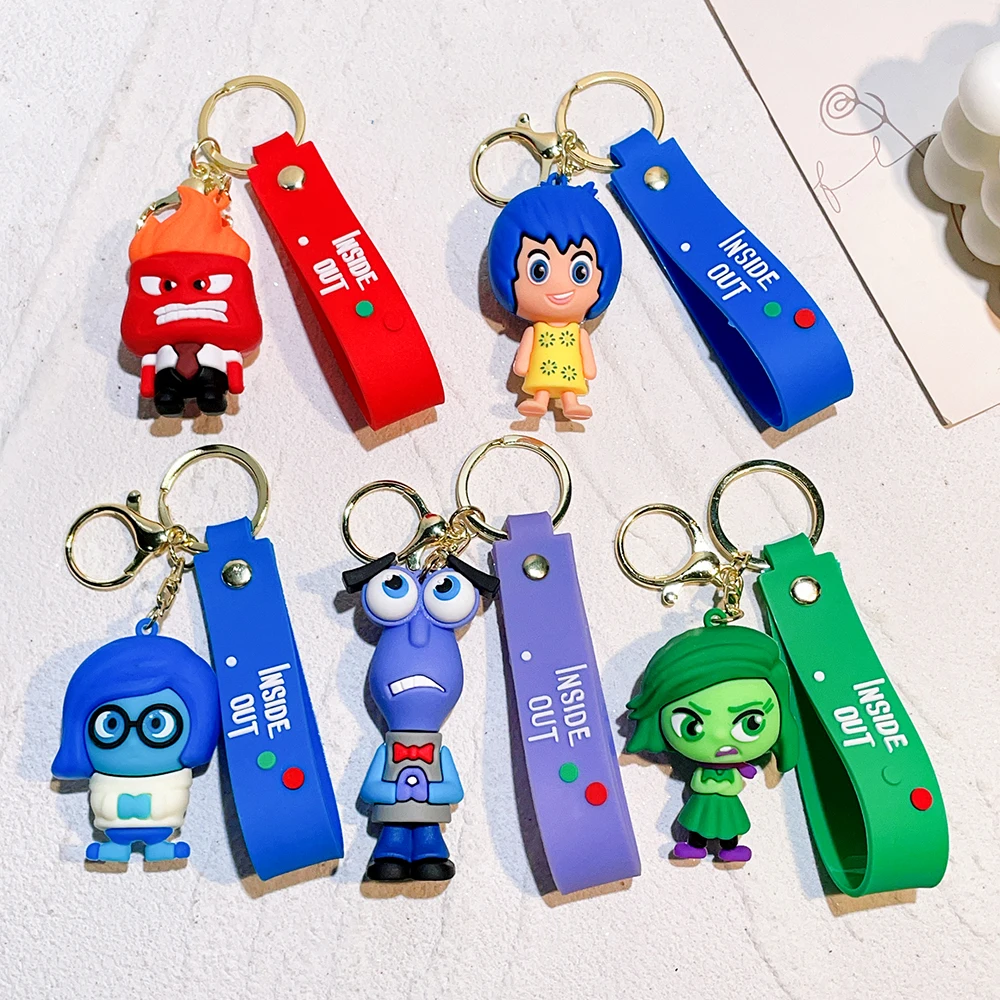 Disney Inside Out 2 Portachiavi Cartoon Tristecia Rana Disgusto Paura Action Figures Bambole Portachiavi Borse Kawaii Pendenti Giocattoli per bambini